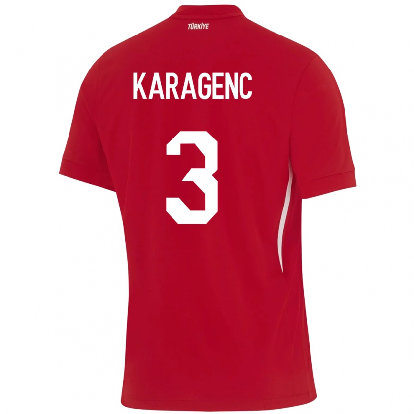 KandinyキッズトルコDidem Karagenç#3赤アウェイシャツ24-26ジャージーユニフォーム