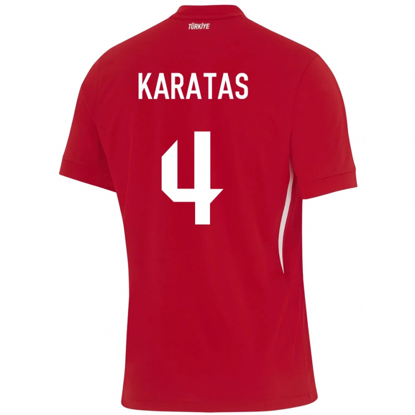 Kandiny Bambino Maglia Turchia Eda Karataş #4 Rosso Kit Gara Away 24-26 Maglietta