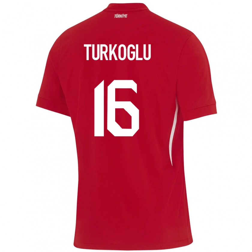 Kandiny Bambino Maglia Turchia Ece Türkoğlu #16 Rosso Kit Gara Away 24-26 Maglietta