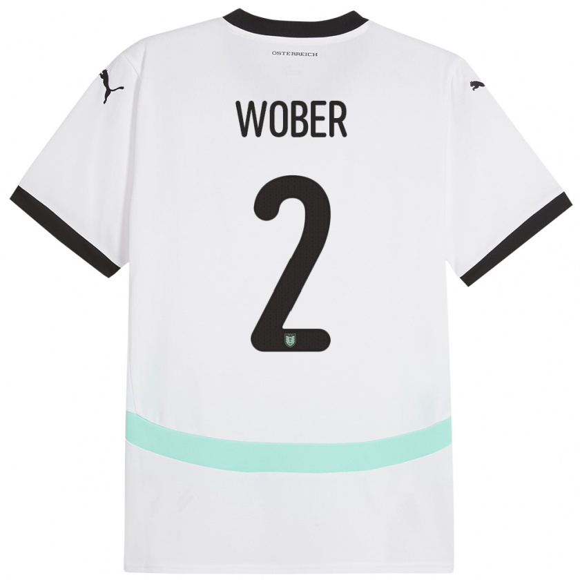 Kandiny Bambino Maglia Austria Maximilian Wöber #2 Bianco Kit Gara Away 24-26 Maglietta