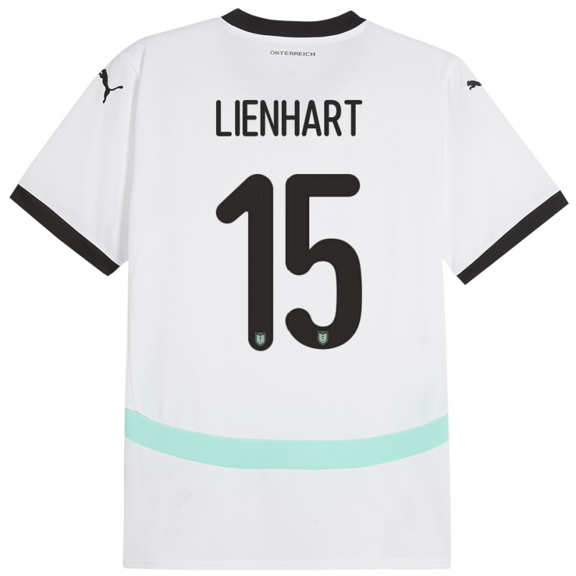 Kandiny Niño Camiseta Austria Philipp Lienhart #15 Blanco 2ª Equipación 24-26 La Camisa