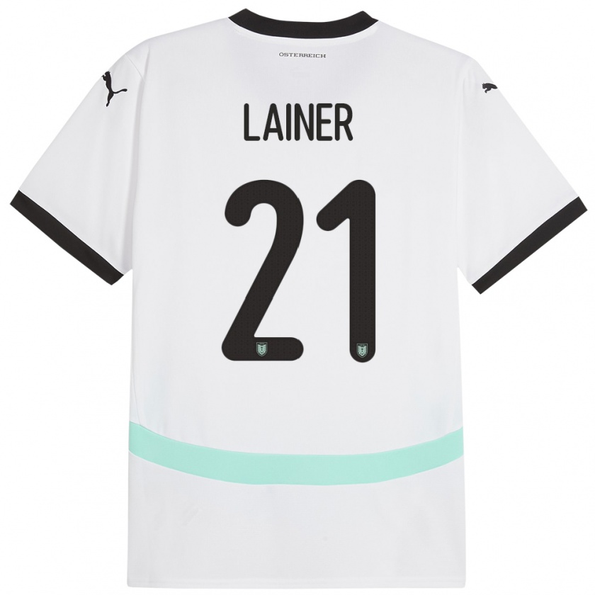 Kandiny Kinderen Oostenrijk Stefan Lainer #21 Wit Uitshirt Uittenue 24-26 T-Shirt België