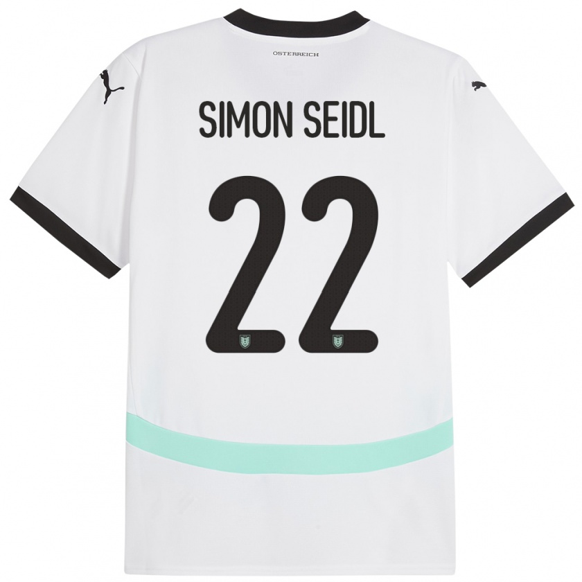 Kandiny Kinderen Oostenrijk Simon Seidl #22 Wit Uitshirt Uittenue 24-26 T-Shirt België