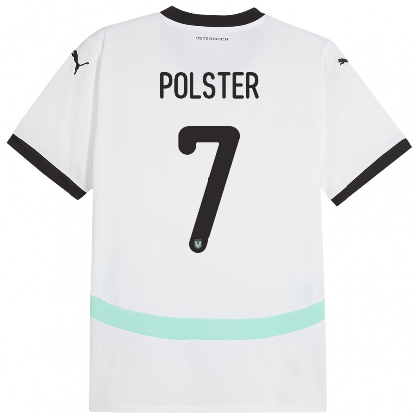 Kandiny Kinderen Oostenrijk Manuel Polster #7 Wit Uitshirt Uittenue 24-26 T-Shirt België