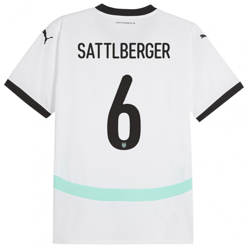 Kandiny Kinder Österreich Nikolas Sattlberger #6 Weiß Auswärtstrikot Trikot 24-26 T-Shirt Österreich