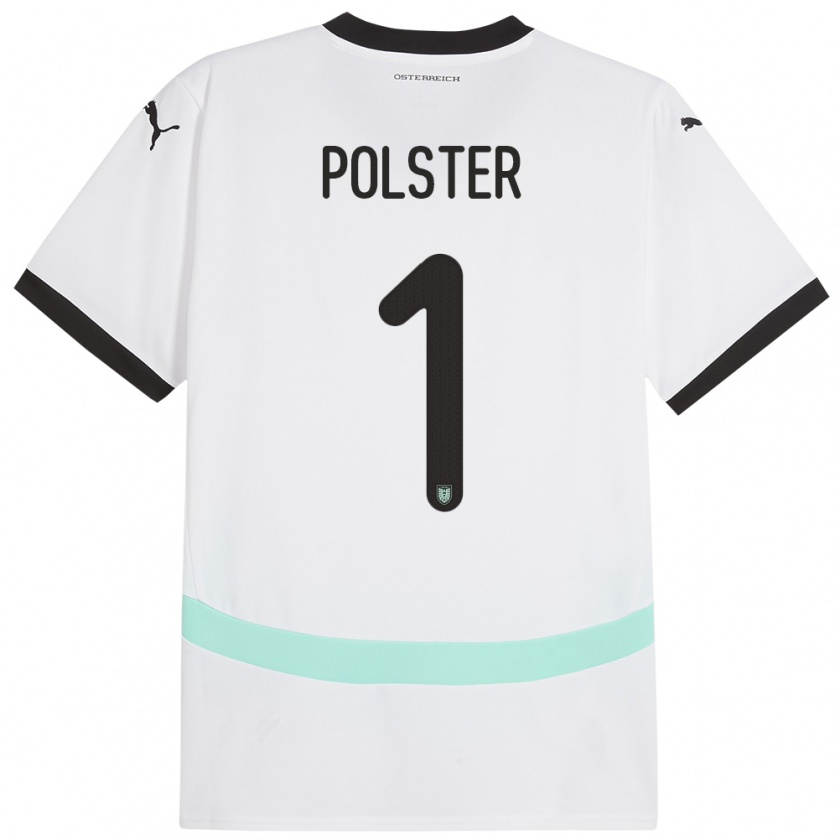 Kandiny Niño Camiseta Austria Nikolas Polster #1 Blanco 2ª Equipación 24-26 La Camisa