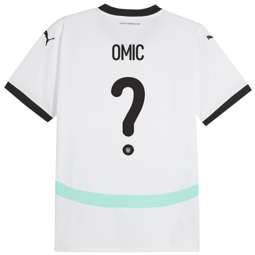 Kandiny Bambino Maglia Austria Ervin Omic #0 Bianco Kit Gara Away 24-26 Maglietta