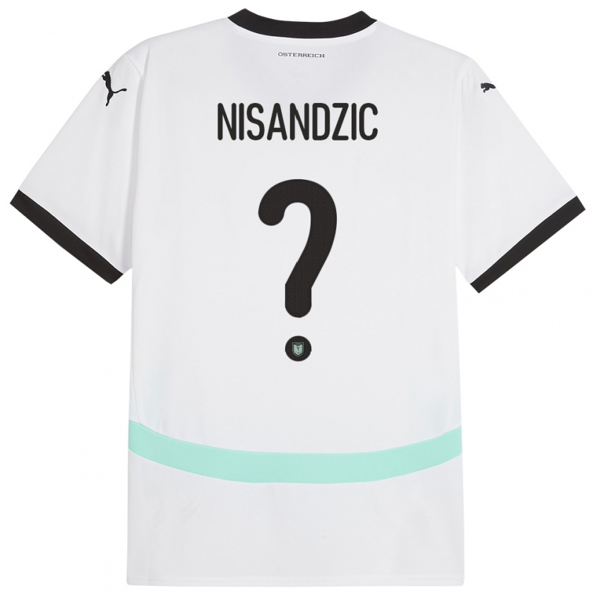 Kandiny Niño Camiseta Austria Dominik Nisandzic #0 Blanco 2ª Equipación 24-26 La Camisa