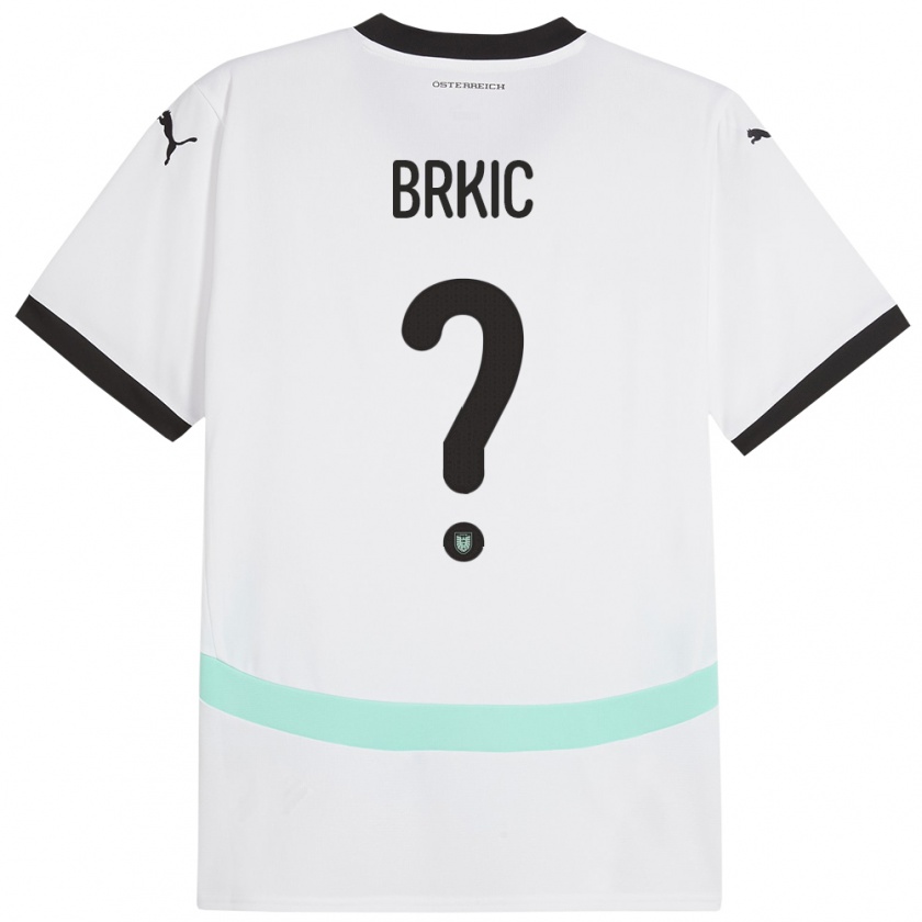 Kandiny Bambino Maglia Austria Tarik Brkic #0 Bianco Kit Gara Away 24-26 Maglietta