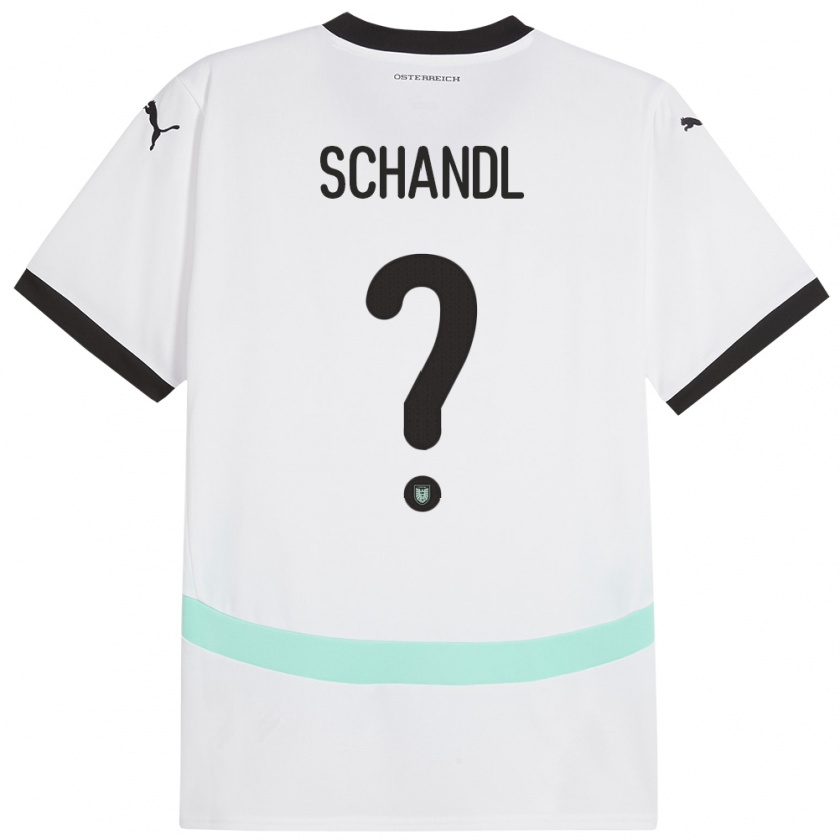 Kandiny Niño Camiseta Austria Thomas Schandl #0 Blanco 2ª Equipación 24-26 La Camisa