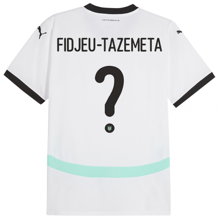 Kandiny Kinderen Oostenrijk Thierry Fidjeu-Tazemeta #0 Wit Uitshirt Uittenue 24-26 T-Shirt België