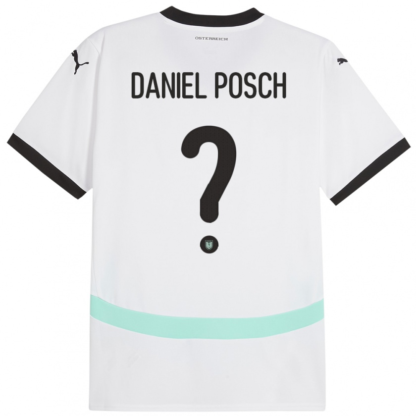 Kandiny Bambino Maglia Austria Daniel Posch #0 Bianco Kit Gara Away 24-26 Maglietta