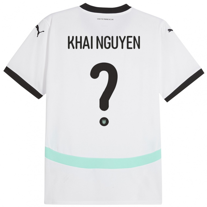 Kandiny Bambino Maglia Austria Quoc Khai Nguyen #0 Bianco Kit Gara Away 24-26 Maglietta