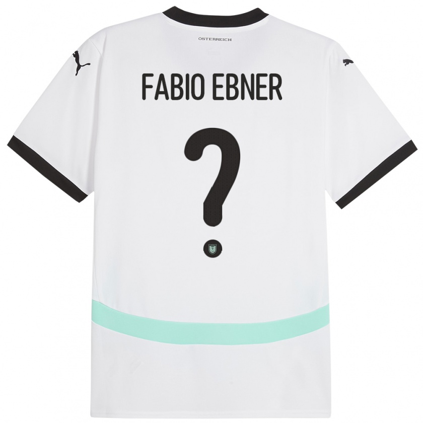 Kandiny Bambino Maglia Austria Fabio Ebner #0 Bianco Kit Gara Away 24-26 Maglietta