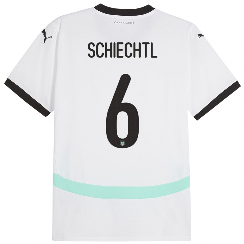 Kandiny Bambino Maglia Austria Katharina Schiechtl #6 Bianco Kit Gara Away 24-26 Maglietta