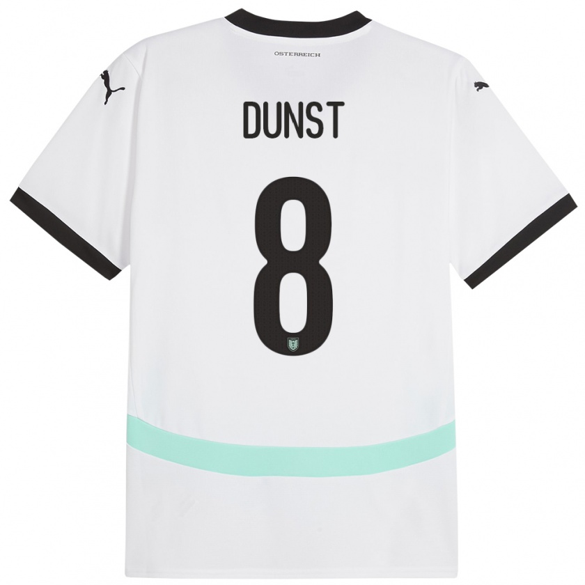 Kandiny Bambino Maglia Austria Barbara Dunst #8 Bianco Kit Gara Away 24-26 Maglietta