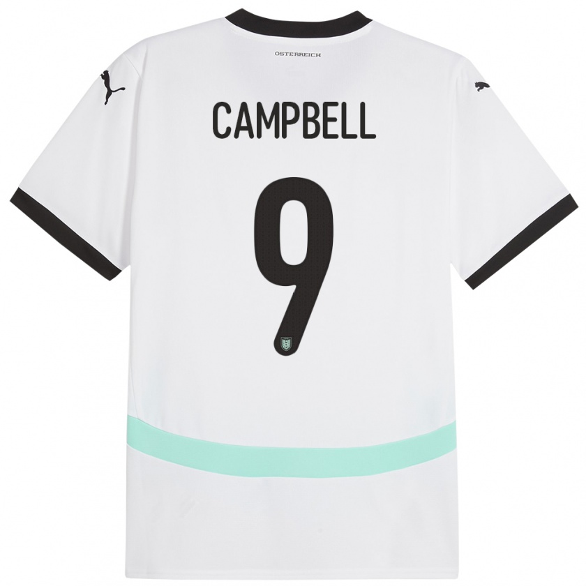 Kandiny Bambino Maglia Austria Eileen Campbell #9 Bianco Kit Gara Away 24-26 Maglietta