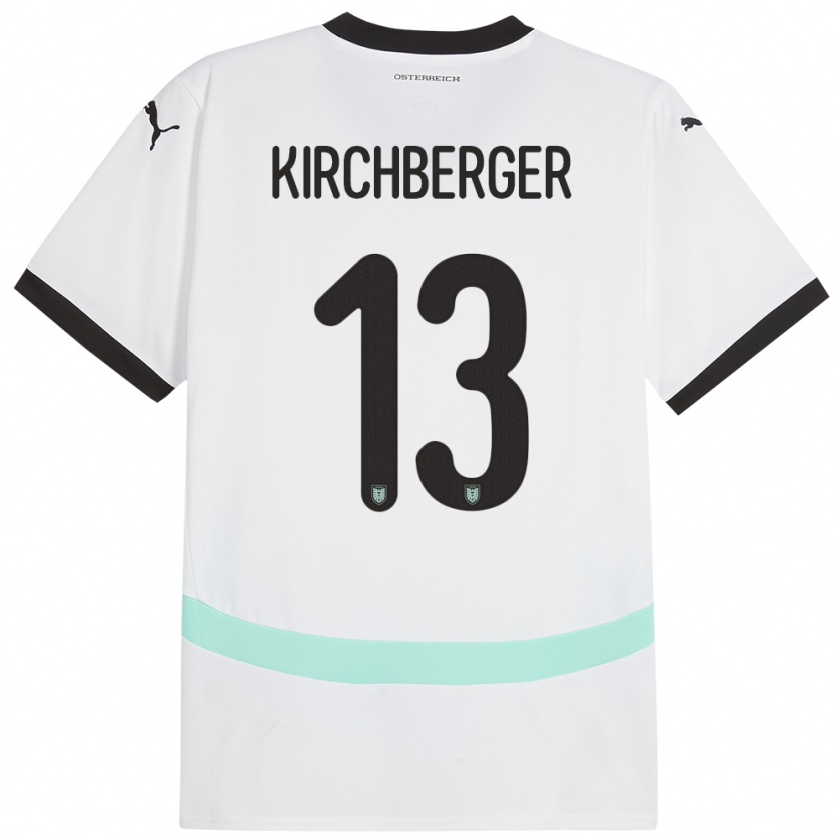 Kandiny Bambino Maglia Austria Virginia Kirchberger #13 Bianco Kit Gara Away 24-26 Maglietta