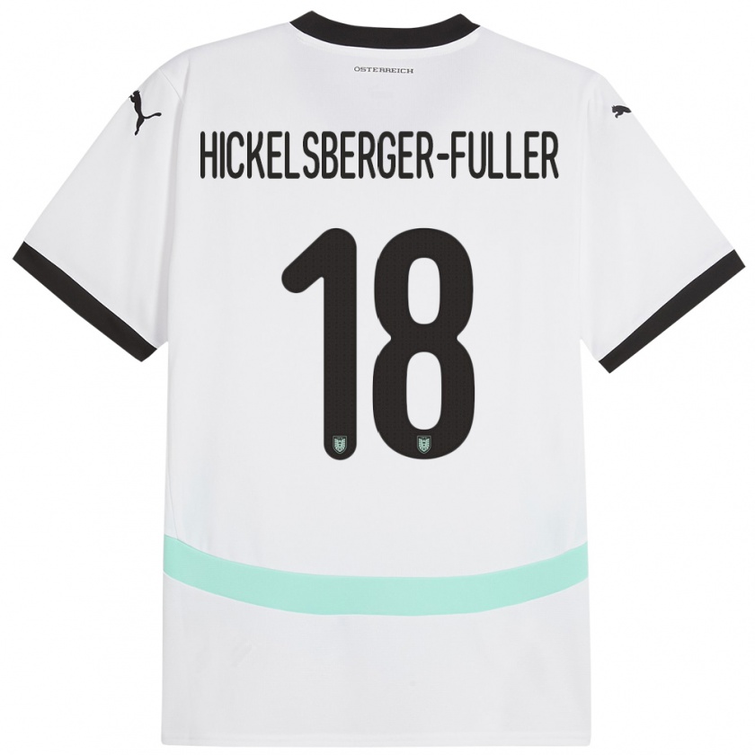 Kandiny Bambino Maglia Austria Julia Hickelsberger-Füller #18 Bianco Kit Gara Away 24-26 Maglietta