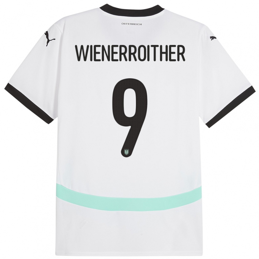 Kandiny Bambino Maglia Austria Katja Wienerroither #9 Bianco Kit Gara Away 24-26 Maglietta