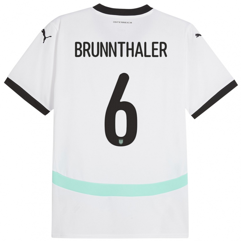 Kandiny Niño Camiseta Austria Melanie Brunnthaler #6 Blanco 2ª Equipación 24-26 La Camisa