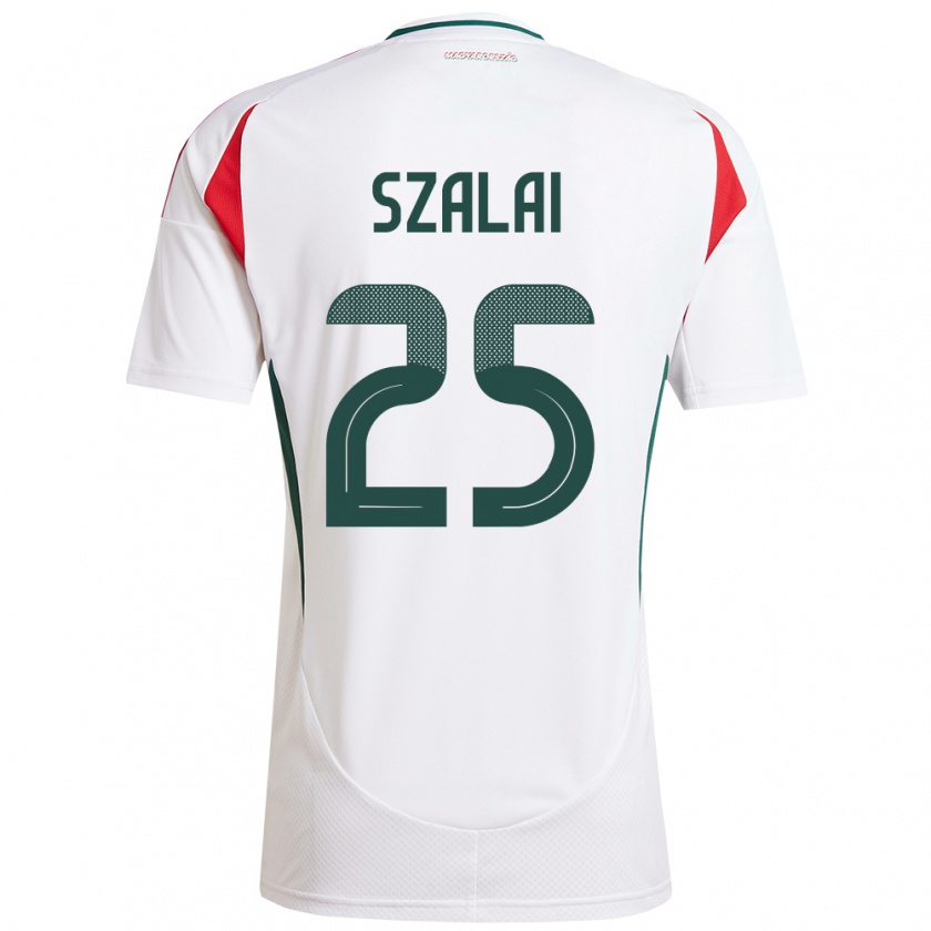 Kandiny Niño Camiseta Hungría Gábor Szalai #25 Blanco 2ª Equipación 24-26 La Camisa