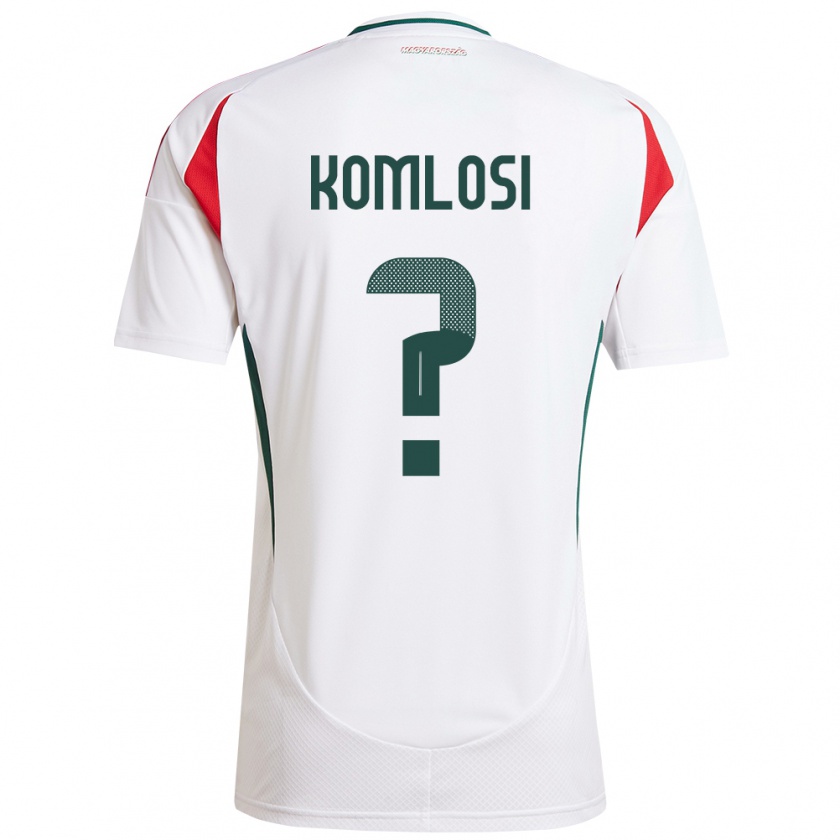 Kandiny Bambino Maglia Ungheria Bence Komlósi #0 Bianco Kit Gara Away 24-26 Maglietta