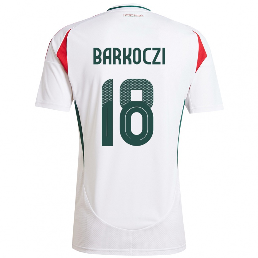 Kandinyキッズハンガリーbarnabás Barkóczi#18白アウェイシャツ24-26ジャージーユニフォーム