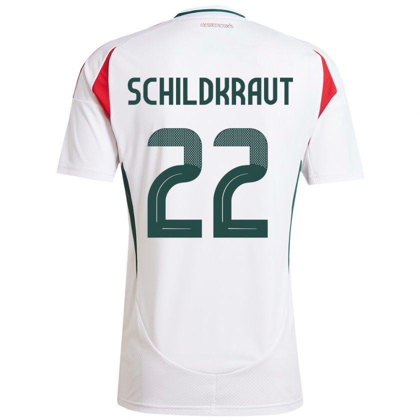 Kandiny Bambino Maglia Ungheria Fruzsina Schildkraut #22 Bianco Kit Gara Away 24-26 Maglietta