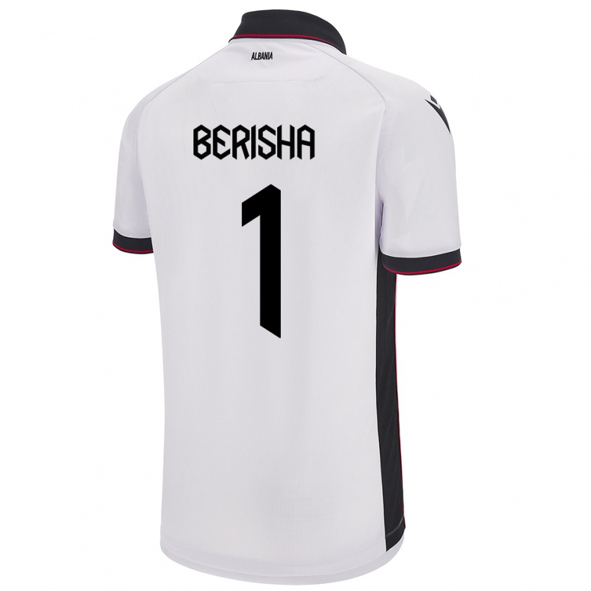 Kandiny Bambino Maglia Albania Etrit Berisha #1 Bianco Kit Gara Away 24-26 Maglietta