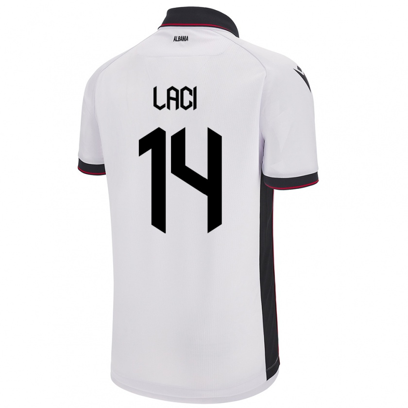 Kandiny Bambino Maglia Albania Qazim Laci #14 Bianco Kit Gara Away 24-26 Maglietta