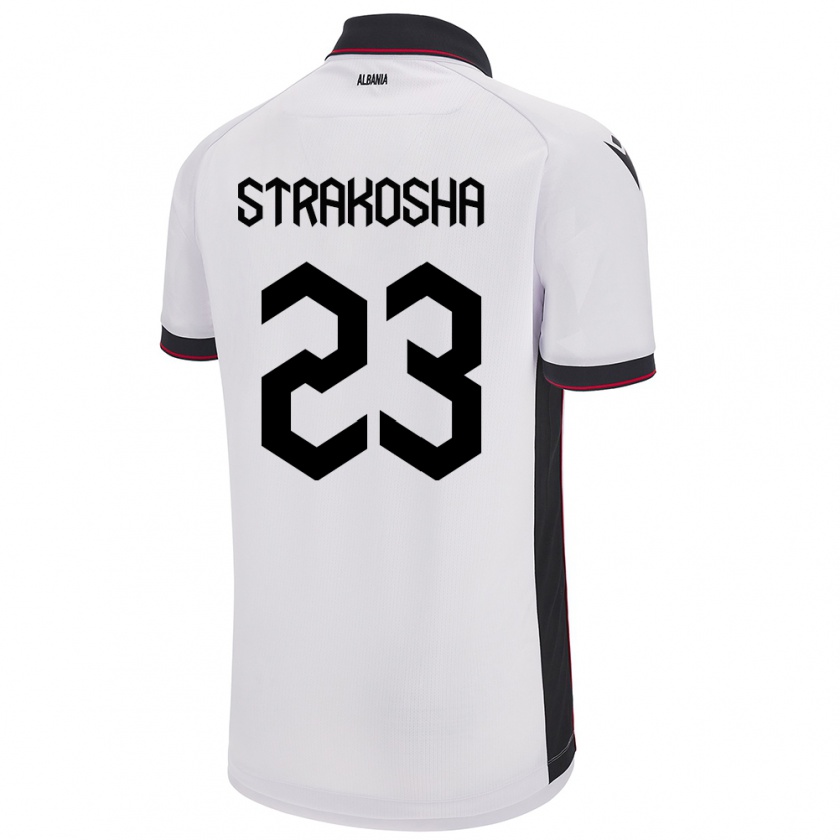 Kandiny Kinder Albanien Thomas Strakosha #23 Weiß Auswärtstrikot Trikot 24-26 T-Shirt Österreich