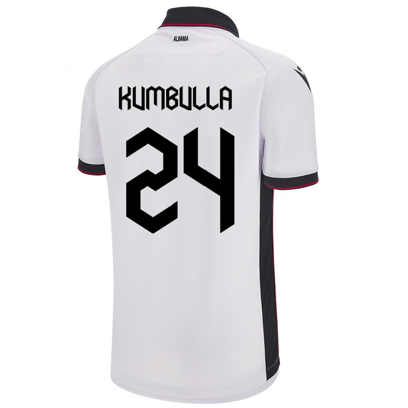 Kandiny Bambino Maglia Albania Marash Kumbulla #24 Bianco Kit Gara Away 24-26 Maglietta