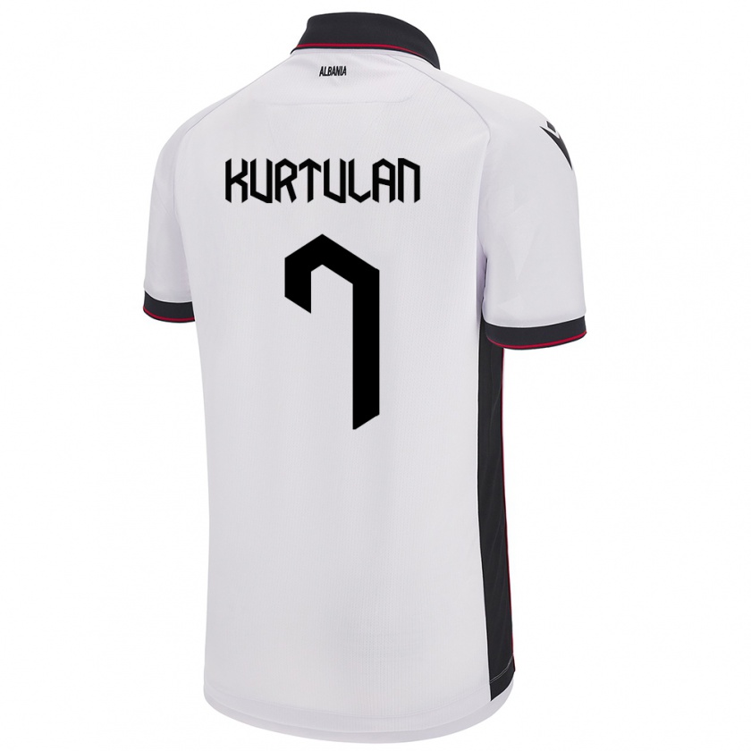 Kandiny Bambino Maglia Albania Arda Kurtulan #7 Bianco Kit Gara Away 24-26 Maglietta