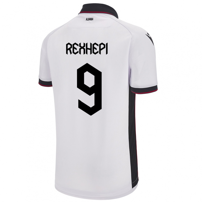 Kandiny Bambino Maglia Albania Arlind Rexhepi #9 Bianco Kit Gara Away 24-26 Maglietta