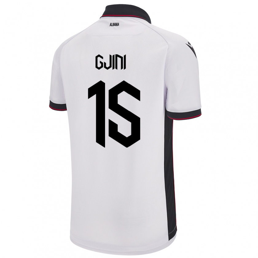 Kandiny Bambino Maglia Albania Elmando Gjini #15 Bianco Kit Gara Away 24-26 Maglietta