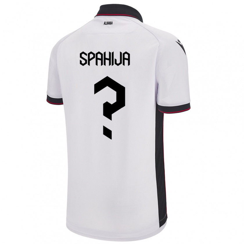 Kandiny Bambino Maglia Albania Flori Spahija #0 Bianco Kit Gara Away 24-26 Maglietta