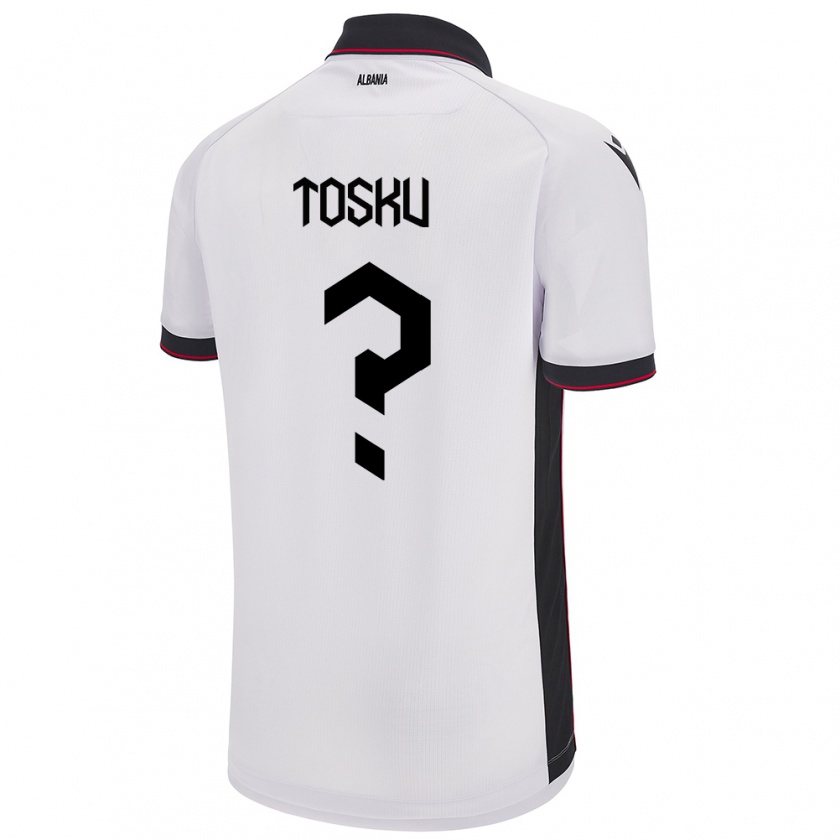 Kandiny Bambino Maglia Albania Frederik Tosku #0 Bianco Kit Gara Away 24-26 Maglietta