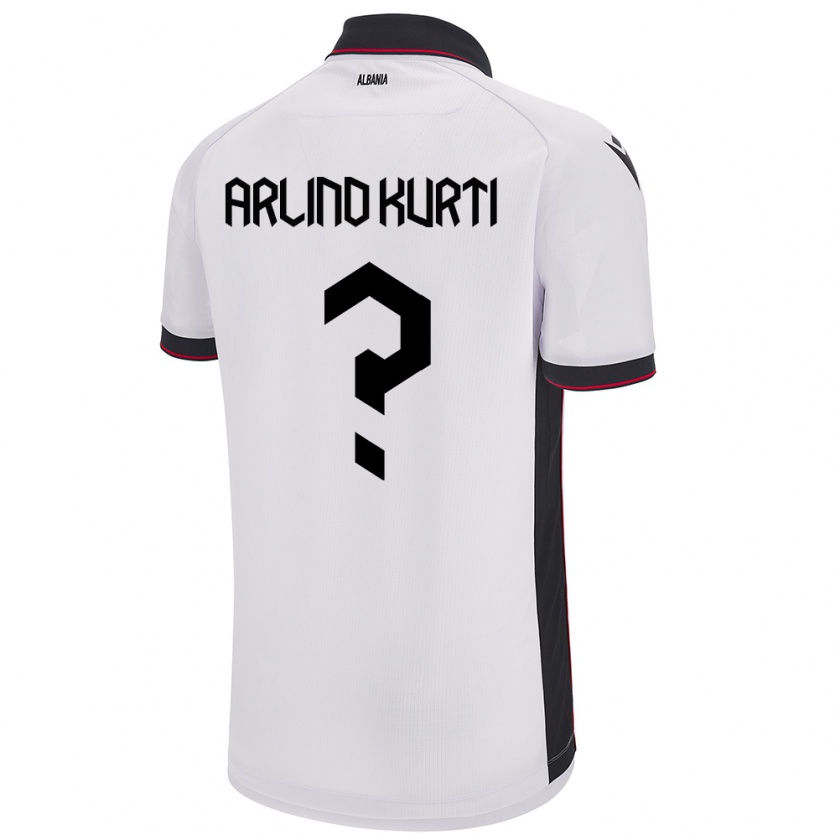 Kandiny Bambino Maglia Albania Arlind Kurti #0 Bianco Kit Gara Away 24-26 Maglietta