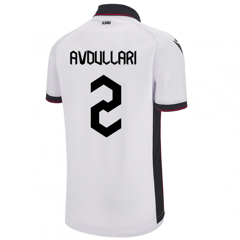 Kandiny Bambino Maglia Albania Davide Avdullari #2 Bianco Kit Gara Away 24-26 Maglietta