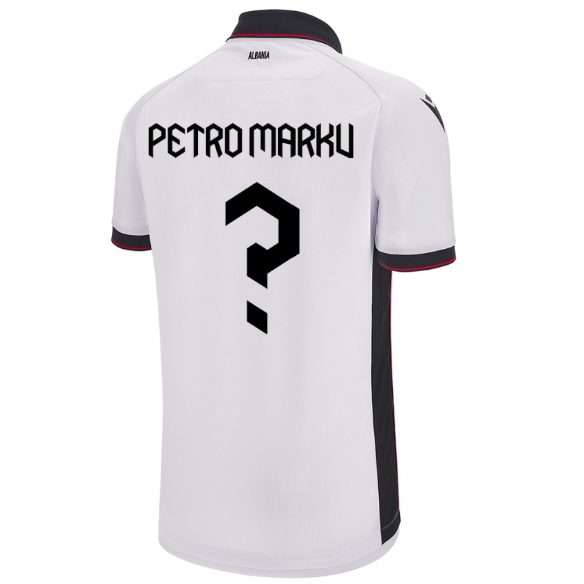 Kandiny Bambino Maglia Albania Petro Marku #0 Bianco Kit Gara Away 24-26 Maglietta