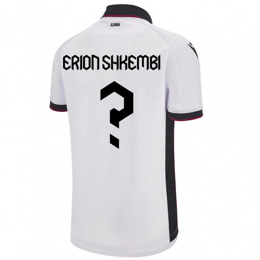 Kandiny Bambino Maglia Albania Erion Shkembi #0 Bianco Kit Gara Away 24-26 Maglietta