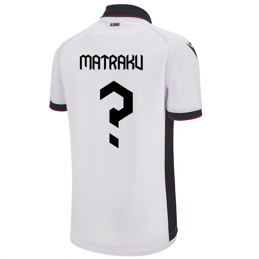 Kandiny Bambino Maglia Albania Denis Matraku #0 Bianco Kit Gara Away 24-26 Maglietta