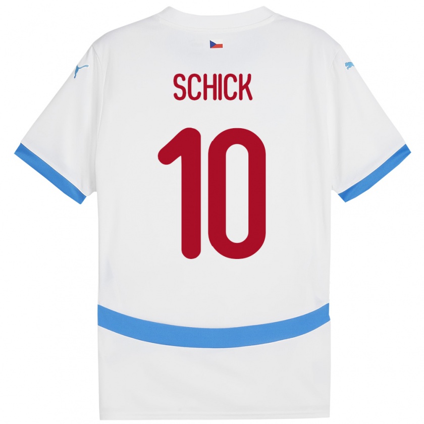 Kandiny Kinder Tschechien Patrik Schick #10 Weiß Auswärtstrikot Trikot 24-26 T-Shirt Österreich