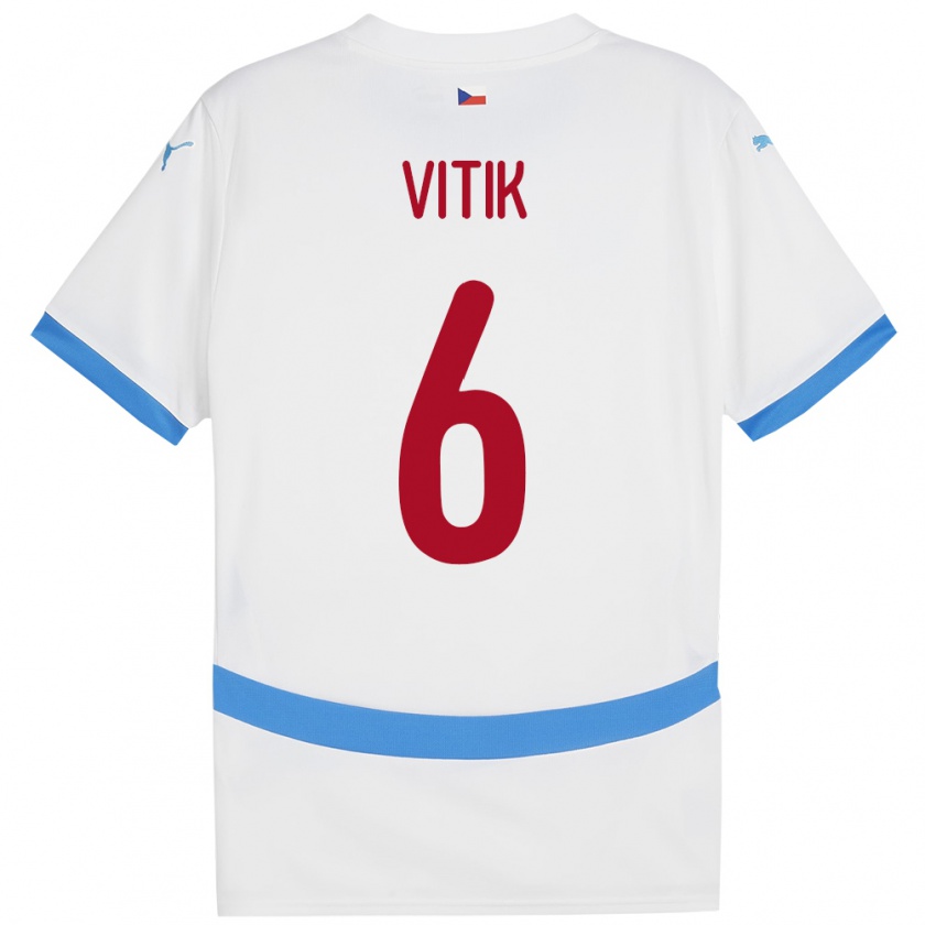 Kandiny Kinderen Tsjechië Martin Vitík #6 Wit Uitshirt Uittenue 24-26 T-Shirt België