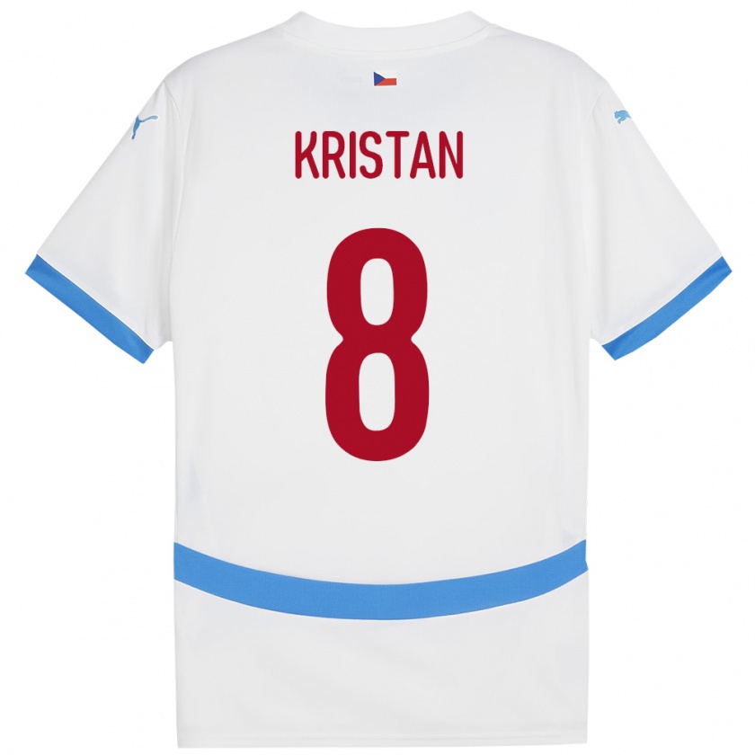 Kandiny Kinder Tschechien Jakub Kristan #8 Weiß Auswärtstrikot Trikot 24-26 T-Shirt Österreich