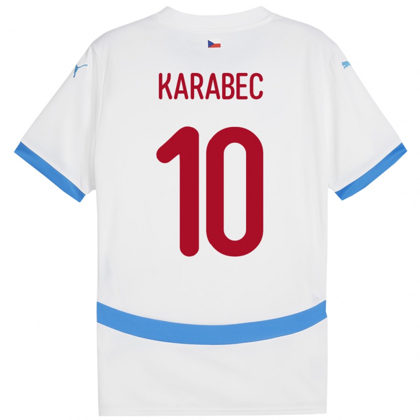 Kandiny Bambino Maglia Cechia Adam Karabec #10 Bianco Kit Gara Away 24-26 Maglietta