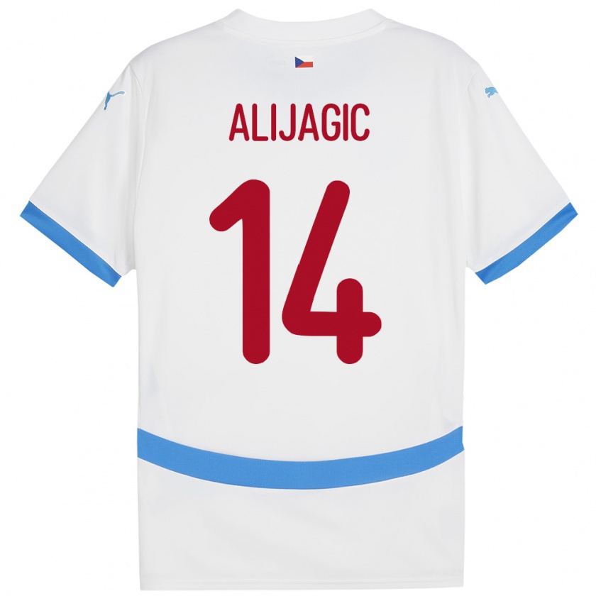 Kandiny Bambino Maglia Cechia Denis Alijagic #14 Bianco Kit Gara Away 24-26 Maglietta