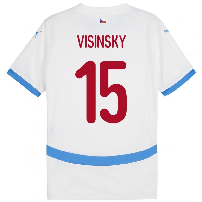 Kandiny Kinderen Tsjechië Denis Visinsky #15 Wit Uitshirt Uittenue 24-26 T-Shirt