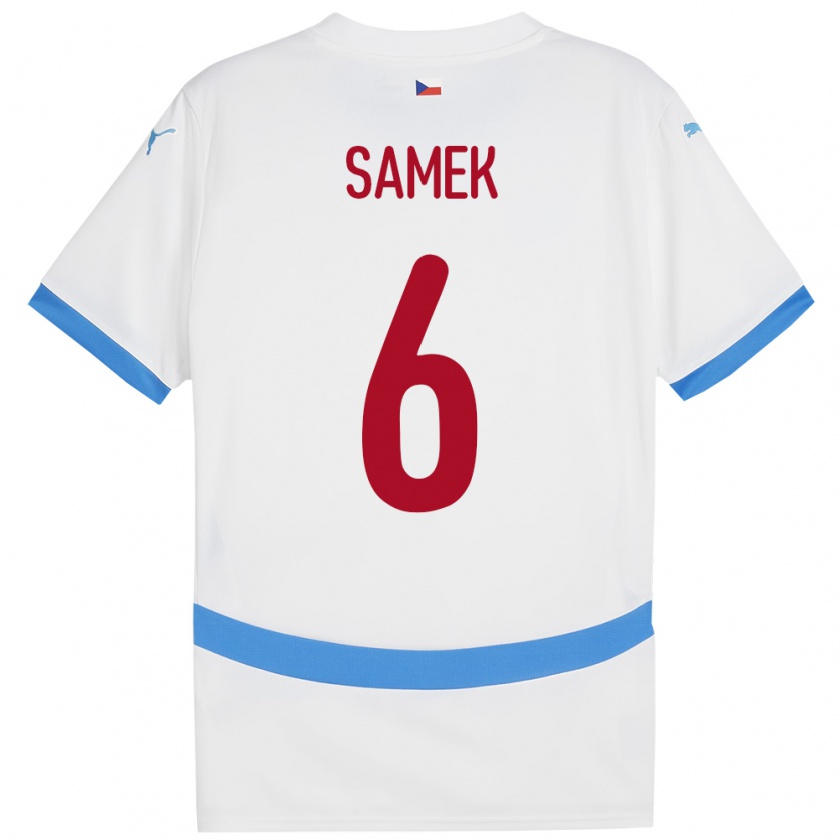 Kandiny Bambino Maglia Cechia Daniel Samek #6 Bianco Kit Gara Away 24-26 Maglietta